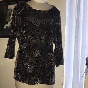 Roz & Ali Burnout Velvet Stretch Top Sz 2X EUC